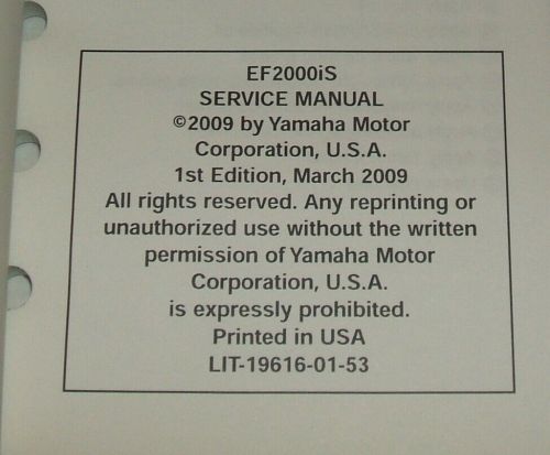 Yamaha ef2000is generator service manual repair shop