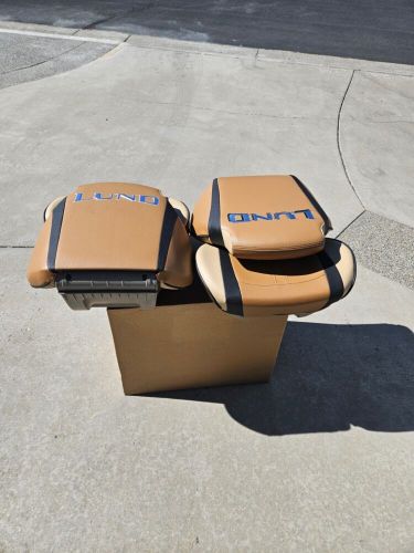 New! lund boat folding fishing seat 2243792 proride attwood beige / black