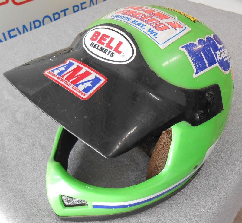 Vtg 80's griffin gx 707 - motocross off road helmet - bell visor - neon green