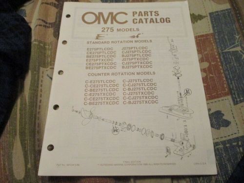 1986 omc evinrude johnson 275 hp  outboard parts catalog manual