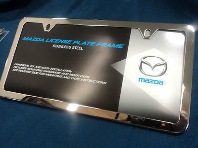 New oem mazda polished stainless steel mazda license plate frame