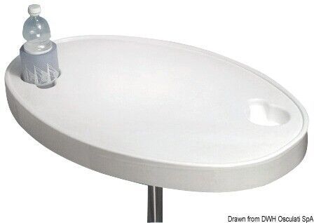 Osculati white oval abs table with 2 glass housings 770x510mm