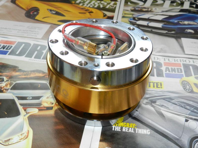 New 6 bolt gold steering wheel quick release hub universal sparco, nrg,momo,