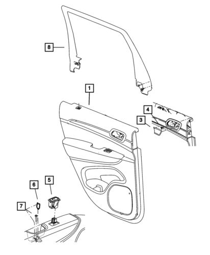 Genuine mopar rear door trim panel right 1gs801x9ag