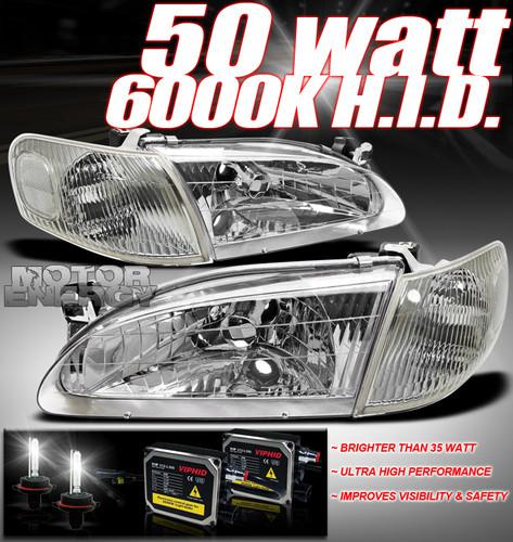 1998-2000 toyota corolla crystal jdm clear head light+corner+50w hid signal lamp