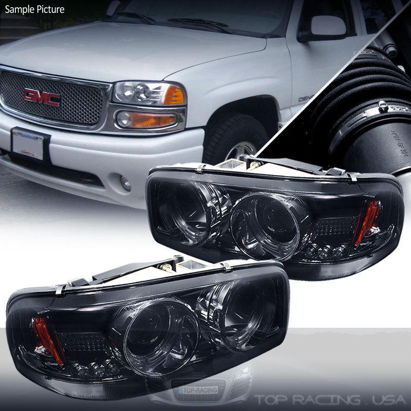 Smoke led dual halo projector headlights pair for sierra / yukon / denali