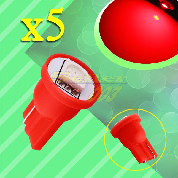 5pcs t10 1 smd 5050 red license plate 194 w5w 1 led car light bulb lamp