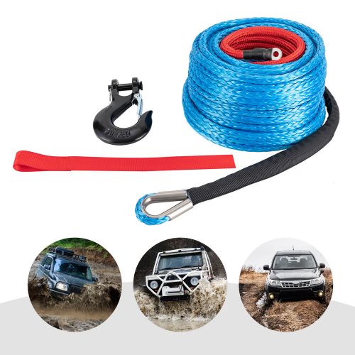 3/8&#034;x100&#039; synthetic winch rope w/ hook winch cable w/protective sleeve new