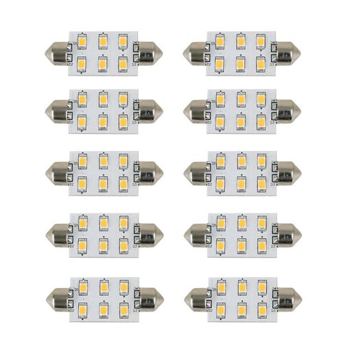 Scandvik 41162 warm white led festoon bulb 12/24v - 10-pack, 37/42mm wafer