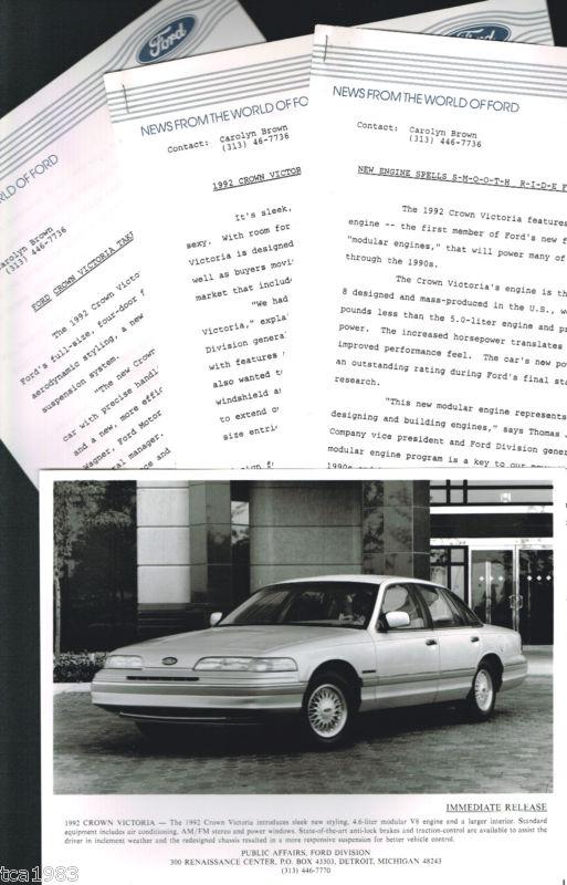 1991 ford crown victoria press kit photo, narrative for?brochure, vic