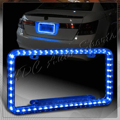 Universal blue color led lighting car vehicle license plate acrylic frame