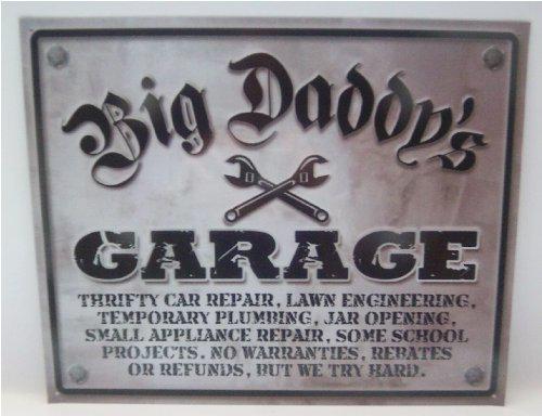 Big daddy's garage tin metal sign ford chevy dodge mustang wrenches tools hd usa