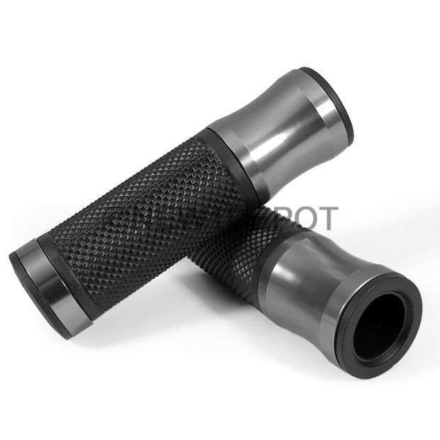 Hot 2pcs 7/8" titanium motorcycle chrome&rubber handlebar grip for honda suzuki