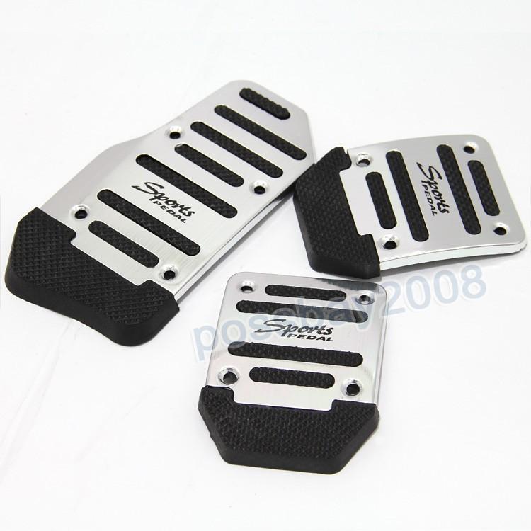 Non slip sports manual car pedal cover set of 3pcs xb-373 silver white