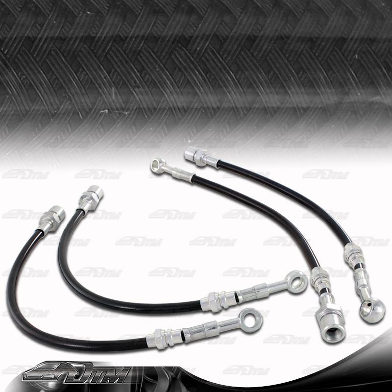 1985-1989 toyota mr2 front / rear stainless steel brake lines -black