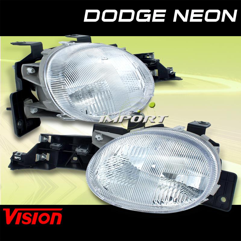 Dodge 95-99 neon vision chrome left right pair headlights lamp assembly clear