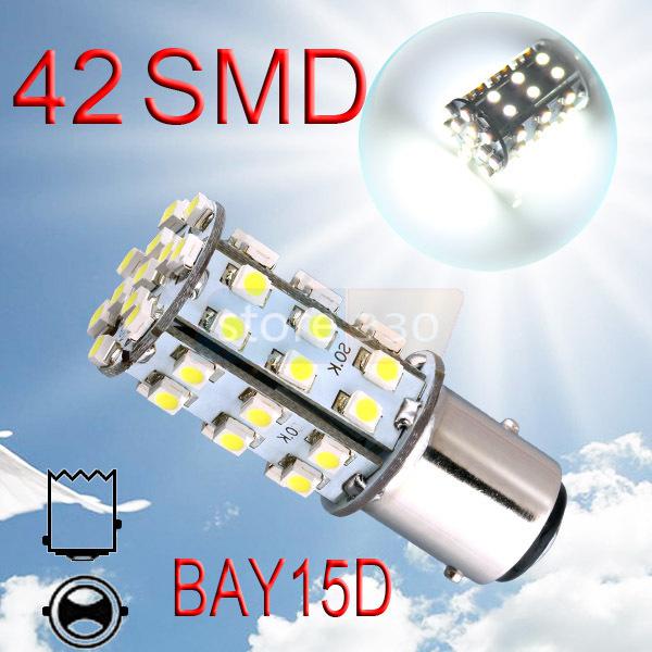 1157 bay15d 42 smd pure white tail turn signal led car light bulb lamp