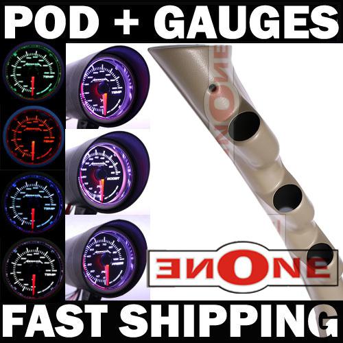 Tan 03-08 dodge cummins triple pod led color diesel 60 psi boost pyro trans temp