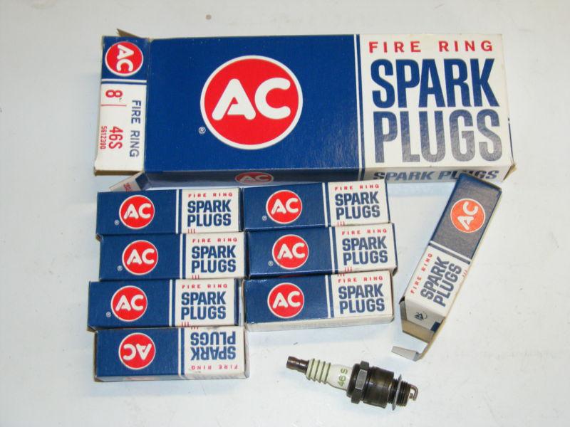 Ac 46s 5612390 fire ring 8pc spark plug set nos box dated 7/1968 4 green stripes