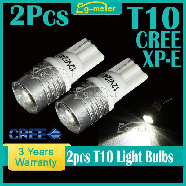 2x white new w5w t10 2825 1 led cree xp-e 5w car led light bulb dc12v 