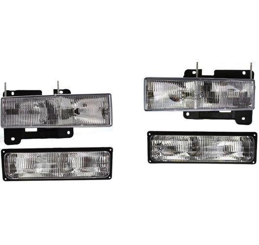 Headlights headlamps & parking corner signal light set kit for chevy gmc truck