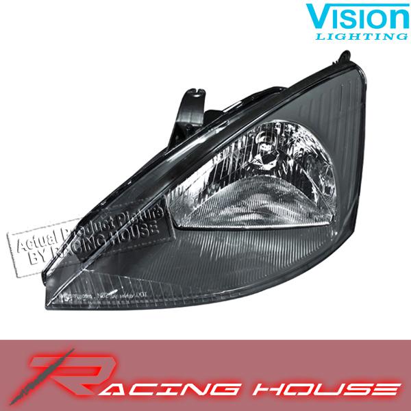 L/h headlight driver side lamp kit halogen unit gray bezel 03-04 ford focus