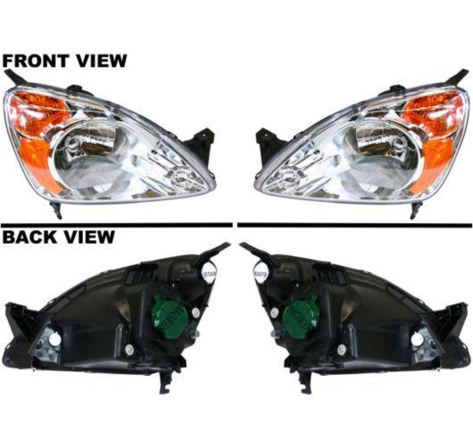 02-04 honda cr-v headlights headlamps pair set left lh & right rh new