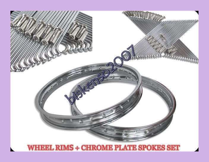 Honda cl175 k3 scrambler  chrome steel wheel rim f/r + spoke set 72 pcs.