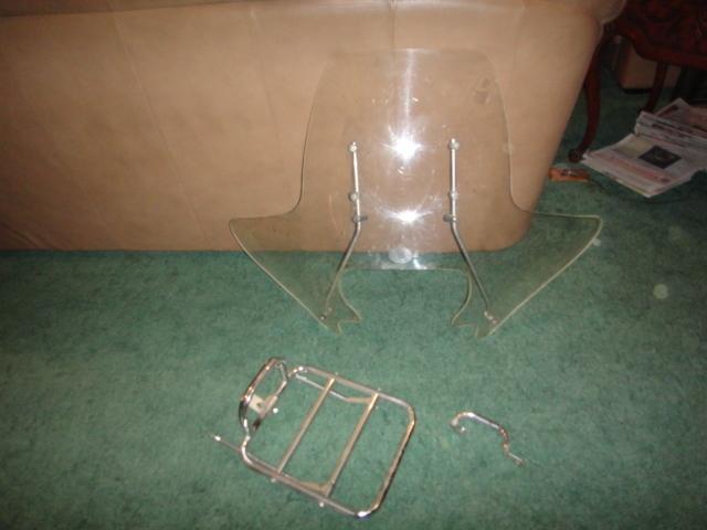 Early 1970's plexiglass windshield for small engine honda  + luggage rack  nr