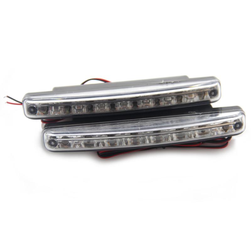 White 8 led universal car daytime running auto lamp drl auxiliary light 2pcs