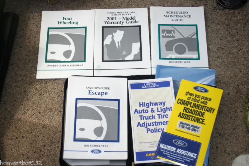2001 ford escape suv factory owners book 2 & 4 wd owner's manual set & case
