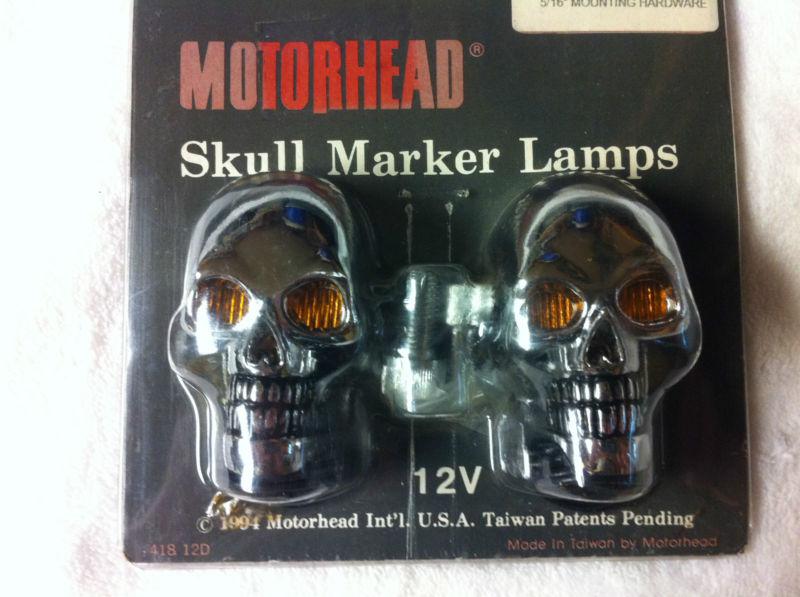 12v chrome skull marker lamp set