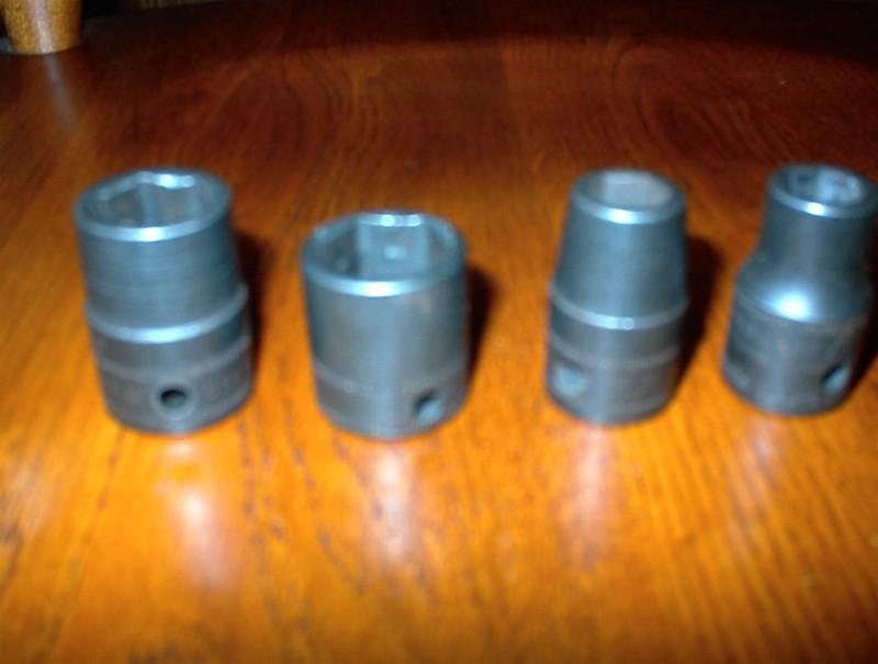 Snap-on impact sockets 1/2" inch & 3/8" drive (4) 6pt. (2) 11mm, 19mm, 16mm 