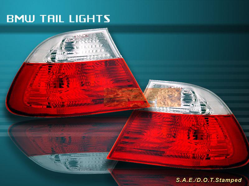 99-01 bmw e46 325 330 328 tail lights 4 doors red clear