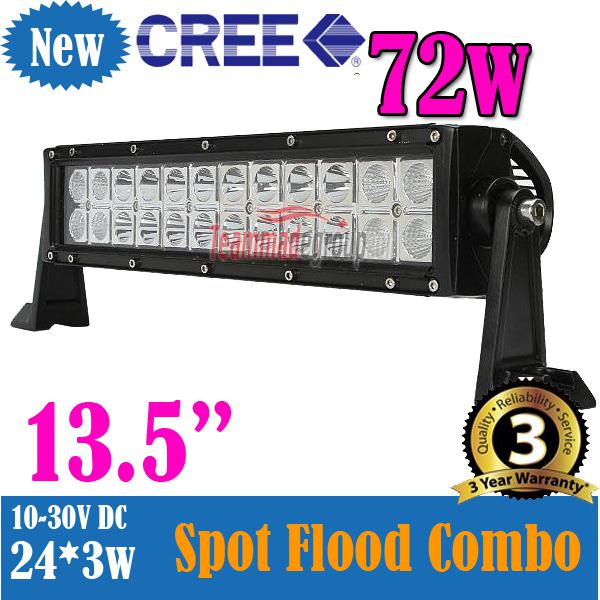 13.5inch 72w cree led work light bar spot flood combo beam suv atv 4wd truck car