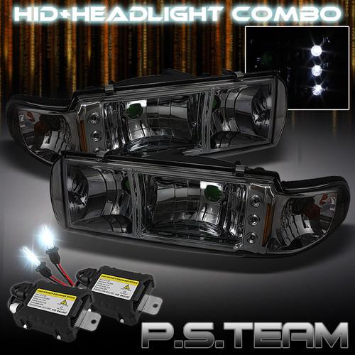 Smoke 91-96 caprice impala 1pc crystal led headlights+corner+6k slim ballast hid