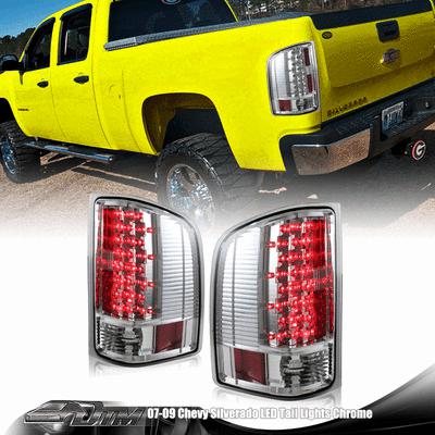 2007 - 2001 chevrolet silverado chrome housing with clear lens tail light lamps