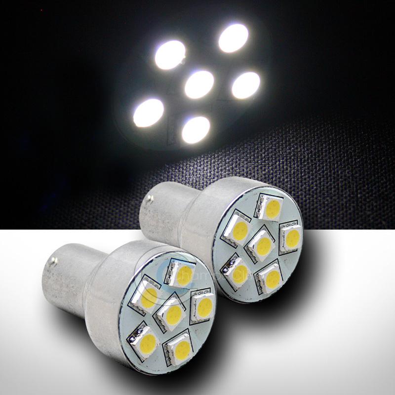 2pc white 1156 ba15s 6x 5050 smd led back-up/reverse light bulbs 89 97 s25 p21w