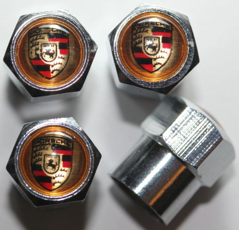 Porsche gold tire valve stem caps cayman boster 911 panamera cayenne turbo s gt3