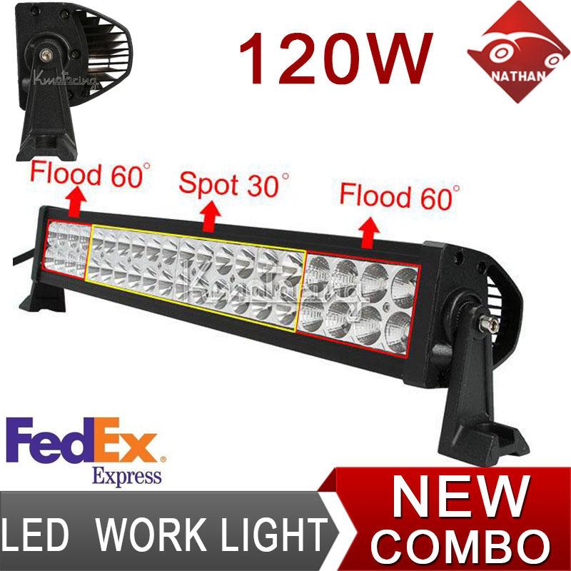 120w spot flood combo led alloy work light  bar 4wd pickup jeep driving lamp