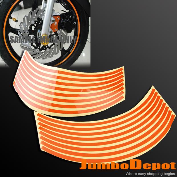 Hot orange reflective wheel rim stripe decal tape sticker for car 16"-18" wheel 