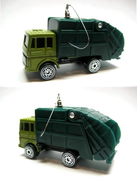 City dump garbage truck car christmas tree ornament 