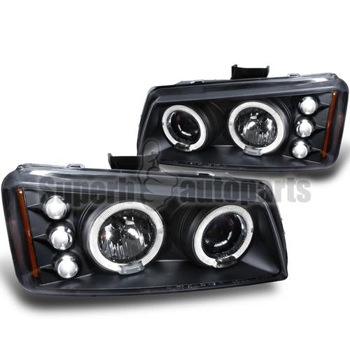 2003-2006 chevy silverado led dual halo projector headlights black specd tuning