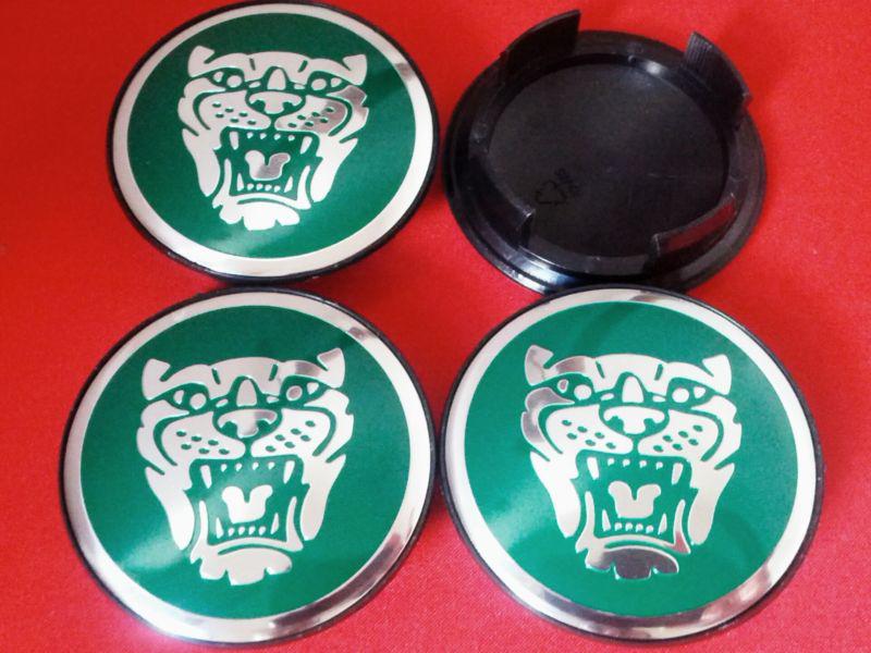 4pcs jaguar wheel badge set center cap - wheel motif - 1988-2012 - green/silver