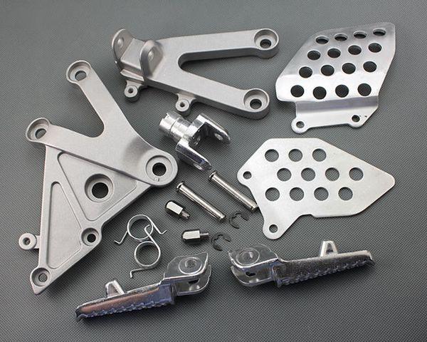 Silver front rider foot pegs footrest bracket for honda cbr 600rr 2003-2006