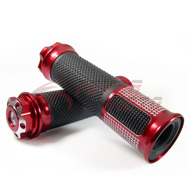 Fm steel gear end 7/8" inch red handlebar grips for honda kawasaki brand new