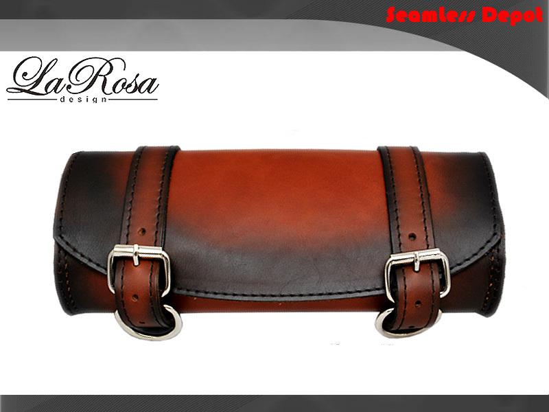 Larosa vintage shedron leather harley sportster softail dyna handle bar tool bag
