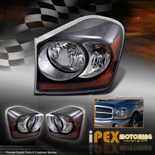 Dodge durango black housing, clear lens head light lamp pair plug n play w/bulbs