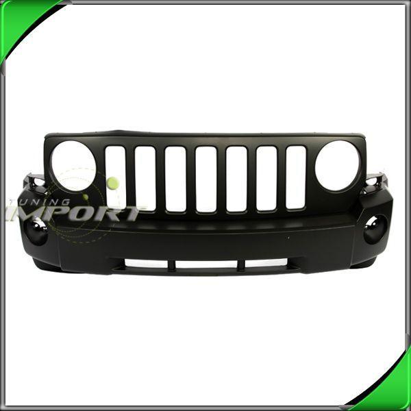 07-08 jeep patriot primed black w/fog lamp hole front bumper cover replacement