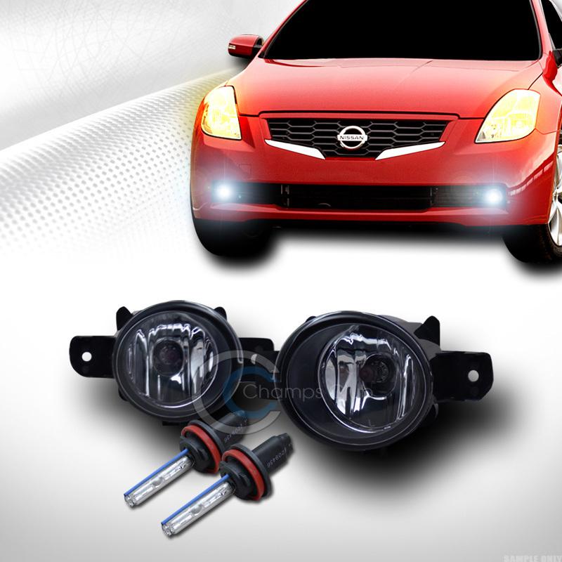 6000k hid xenon+chrome front bumper fog lights+switch 08-11 nissan altima 2d/2dr